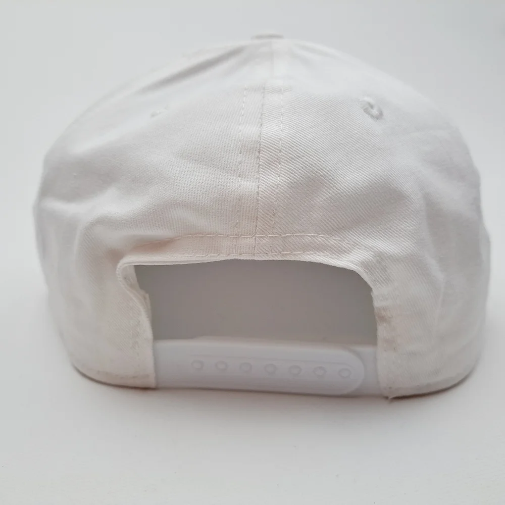 Copenhagen Flat Bill Snapback Hat Cap Solid Cotton White Emb…